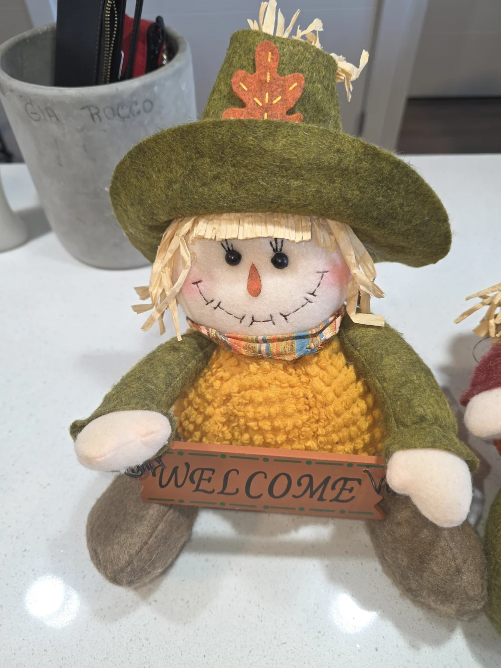 Autumn Welcome & Happy Harvest Scarecrow Duo - Green, Orange